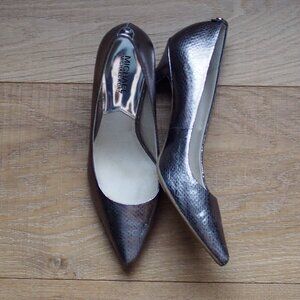 Michael Kors | Leather Pewter 'Snakeskin' Stilletto Pumps